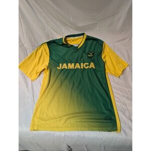 ORRO JAMAICA Soccer Jersey XL Green Yellow Men's V-Neck Sportswear